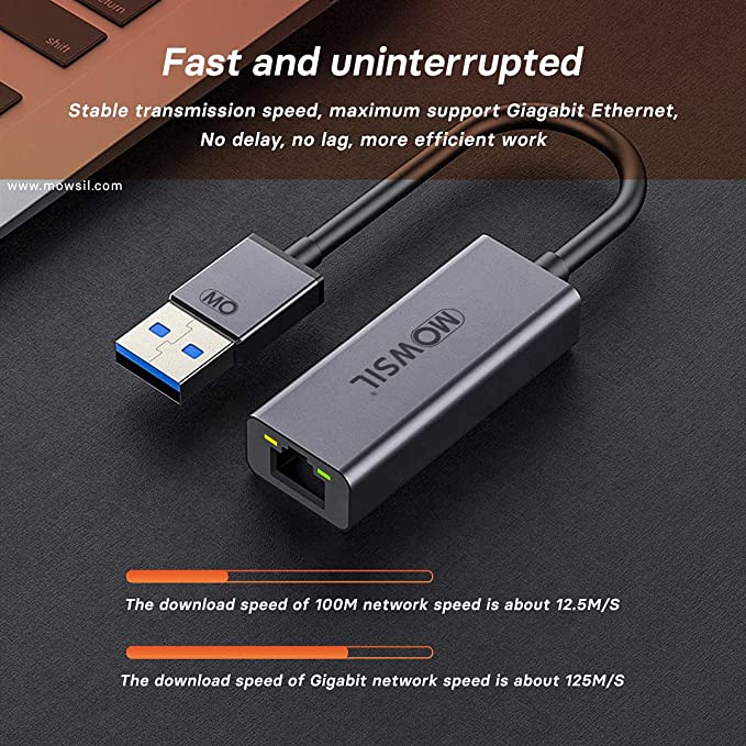 MOWSIL Gigabit Ethernet Network Adapter USB 3.0 to RJ45 GIGA CONVERTER MOWSIL Gigabit Ethernet Network Adapter USB 3.0 to RJ45 GIGA CONVERTER
